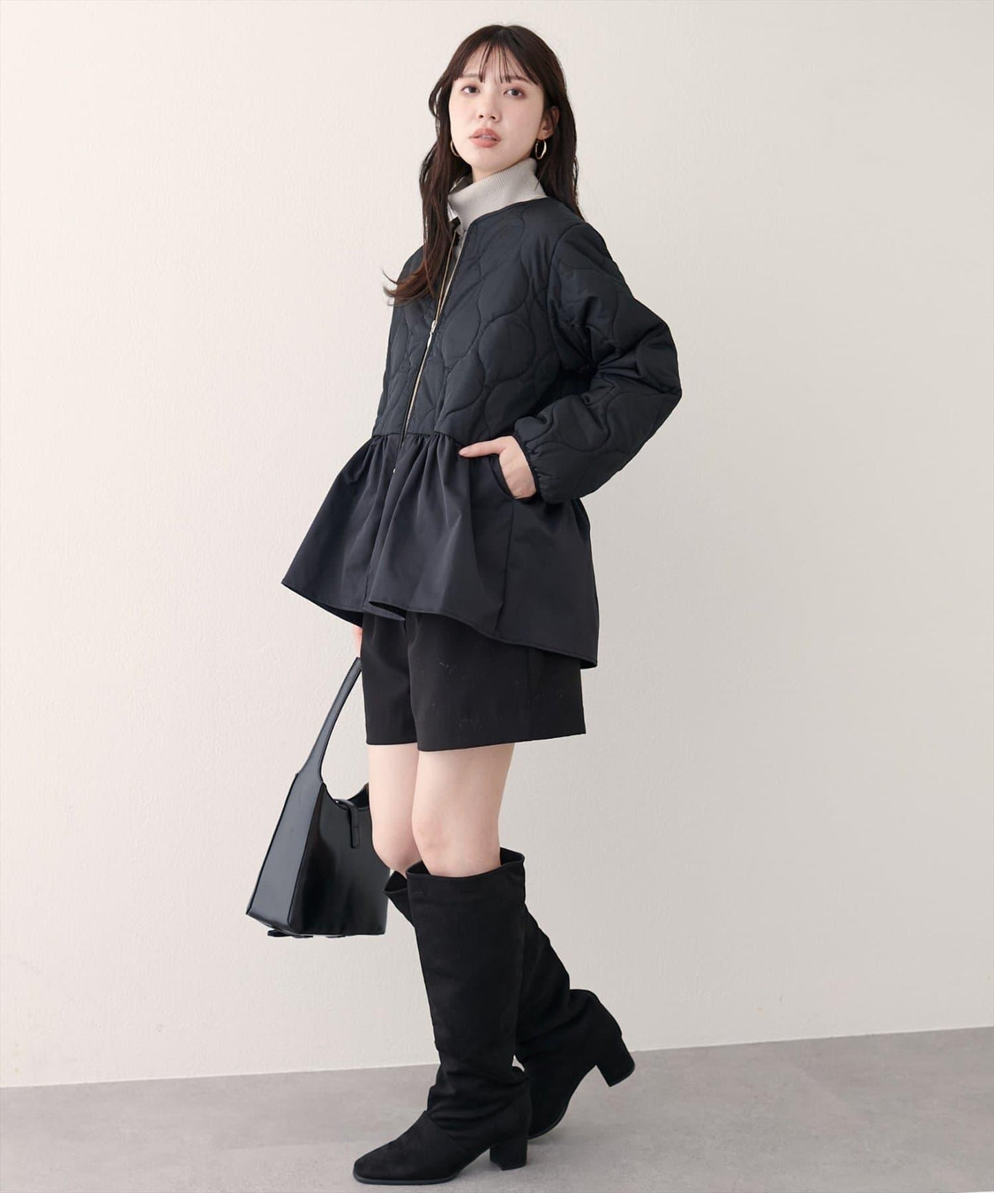 菱格絎縫荷葉邊短外套