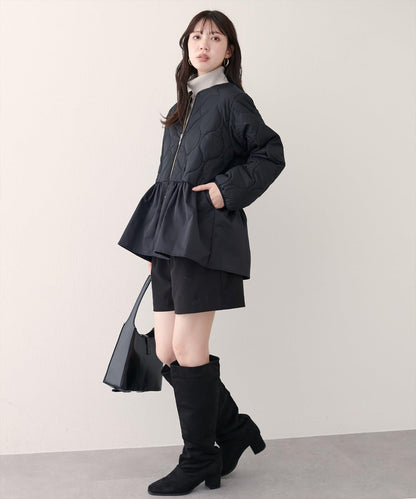 菱格絎縫荷葉邊短外套