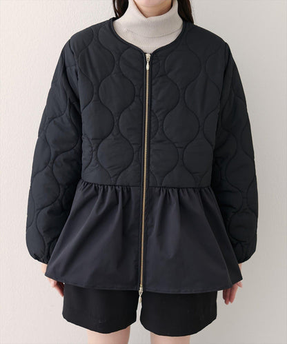 菱格絎縫荷葉邊短外套