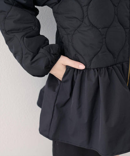 菱格絎縫荷葉邊短外套