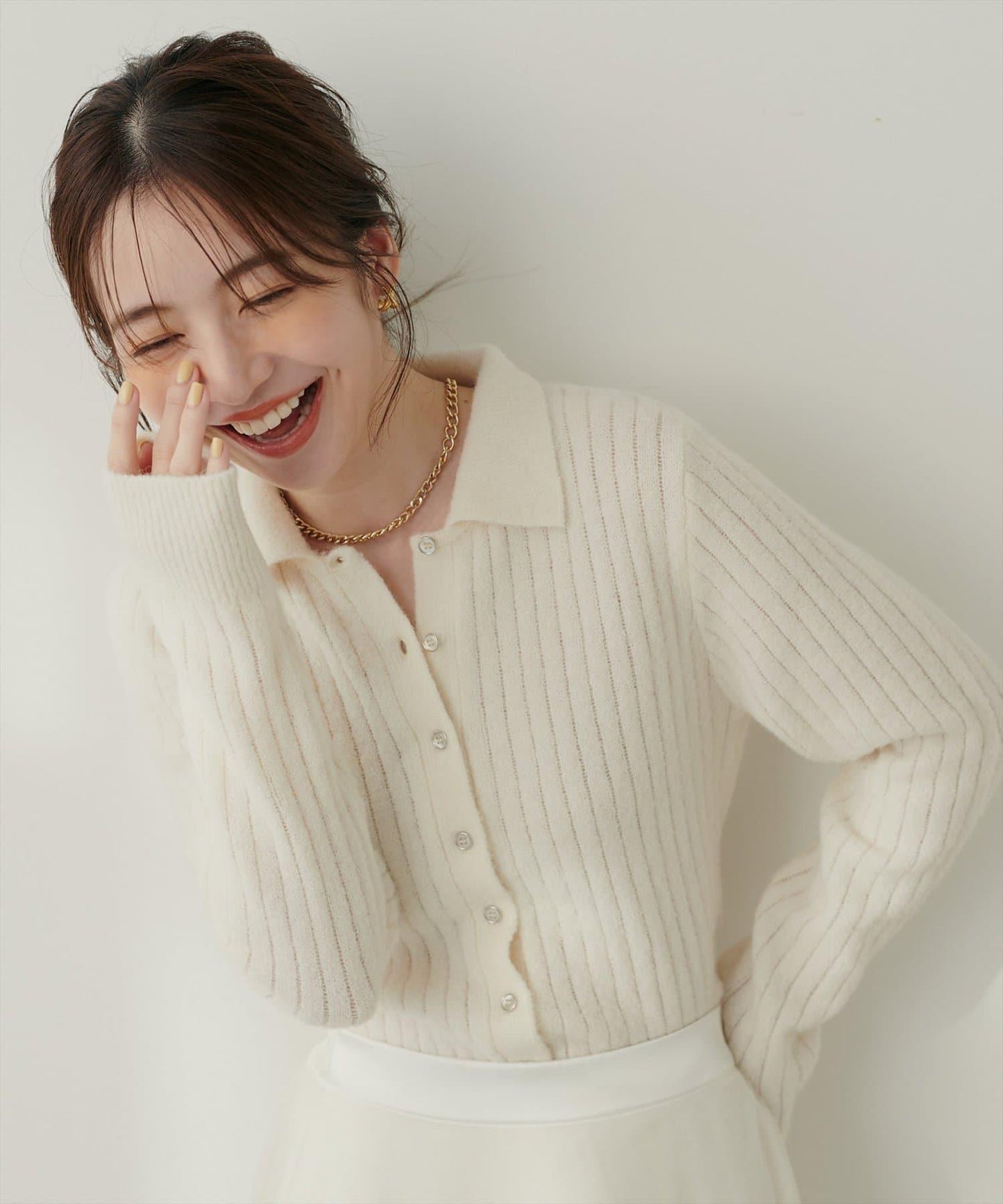 仿馬海毛翻領針織衫