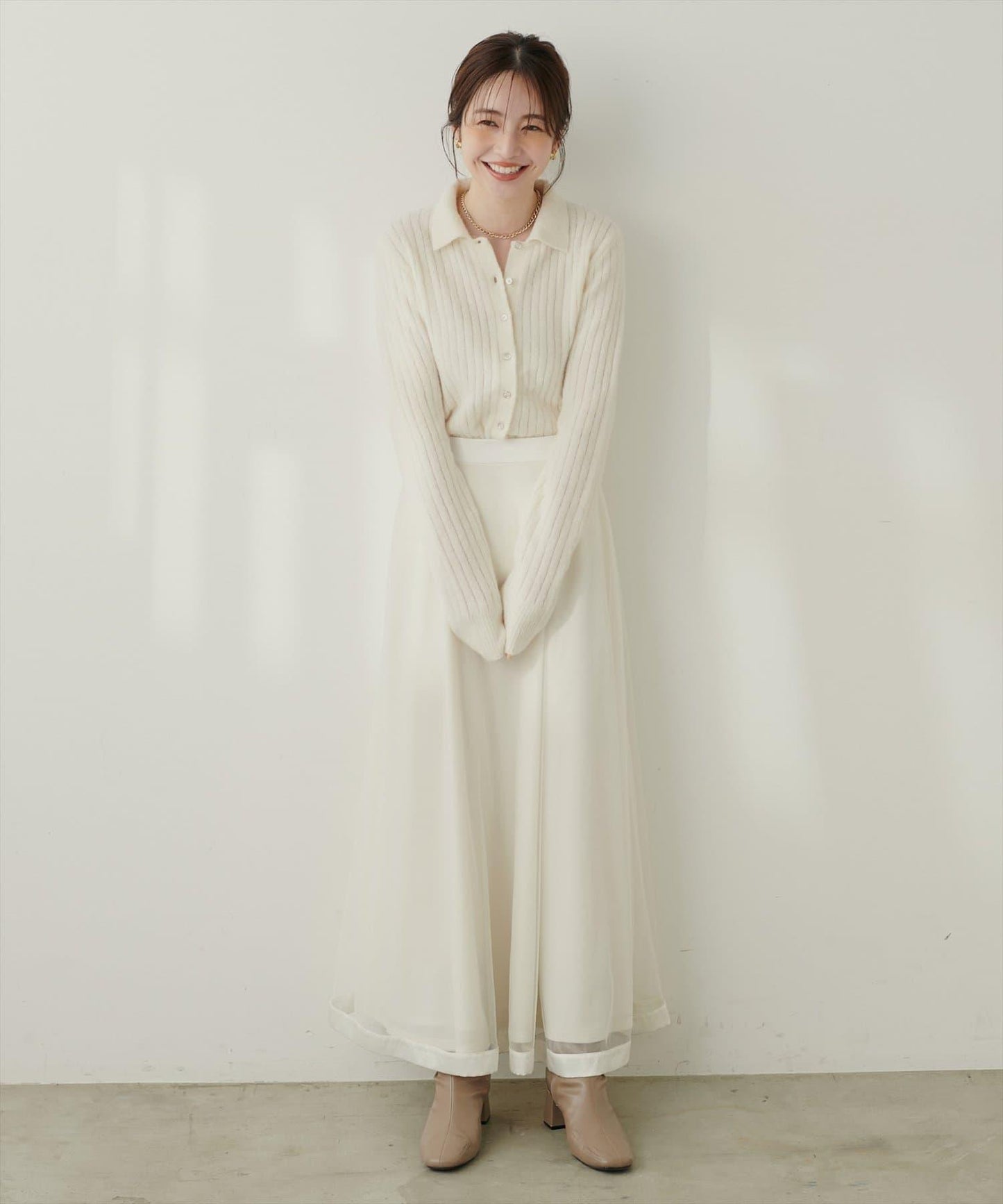 仿馬海毛翻領針織衫