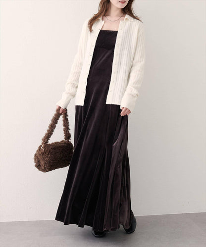 仿馬海毛翻領針織衫