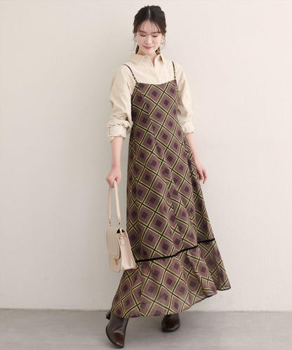 天鵝絨拼接吊帶連衣裙