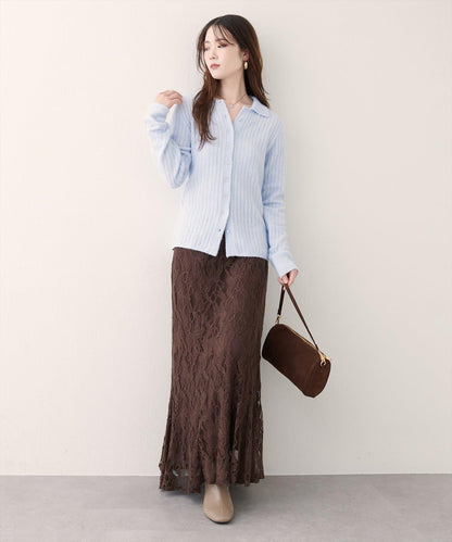 仿馬海毛翻領針織衫