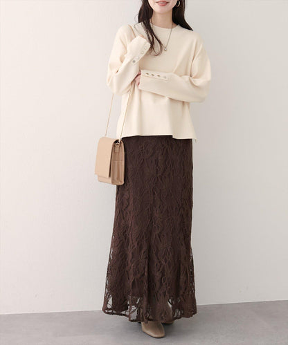 立領袖口扣寬鬆針織衫