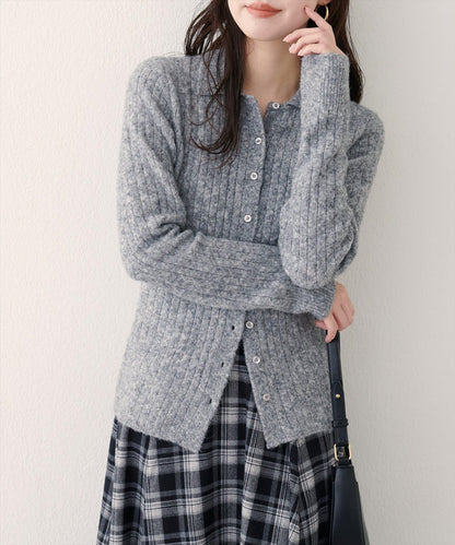 仿馬海毛翻領針織衫