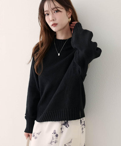 羊毛&再生聚酯短款針織套頭衫