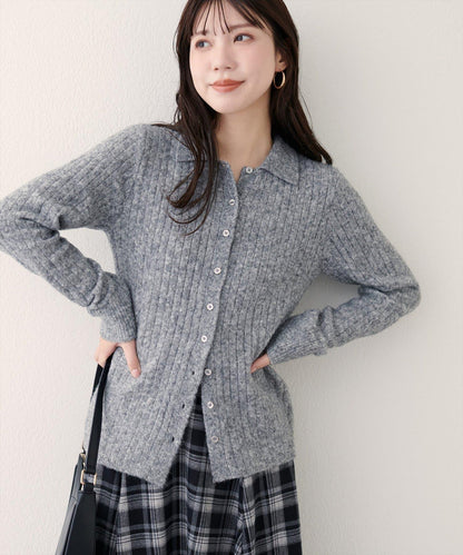 仿馬海毛翻領針織衫