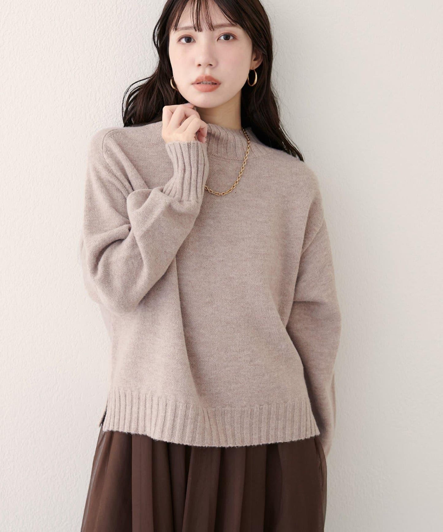 羊毛&再生聚酯短款針織套頭衫