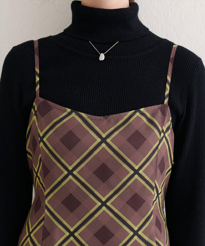 天鵝絨拼接吊帶連衣裙