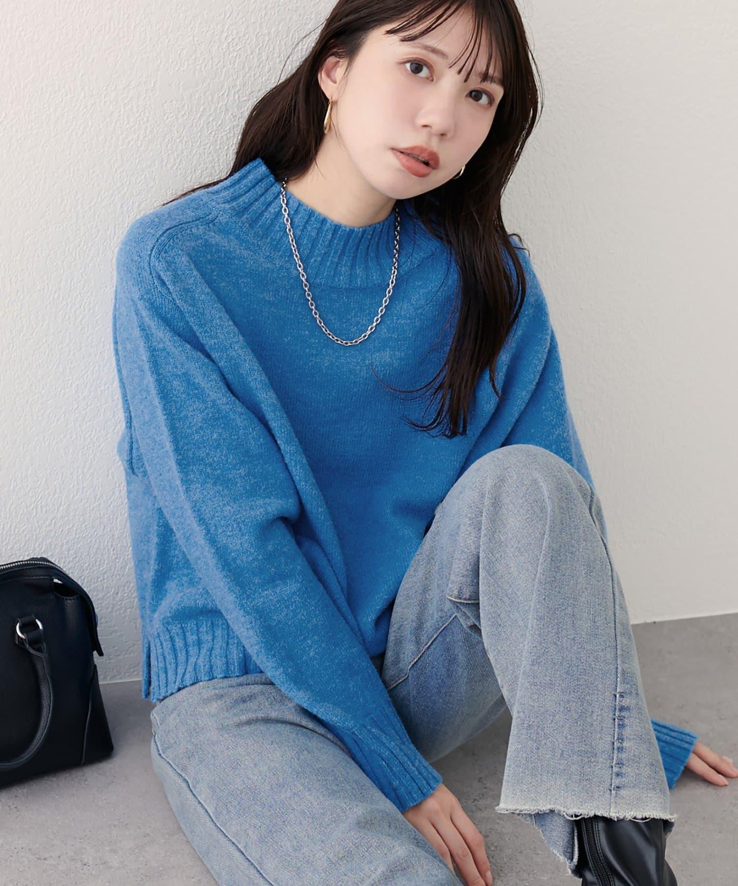 羊毛&再生聚酯短款針織套頭衫