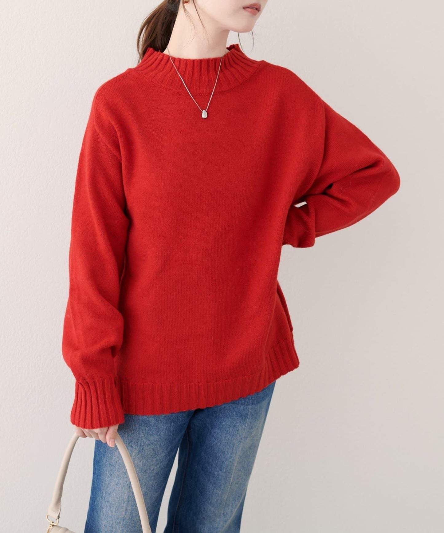 羊毛&再生聚酯混紡針織套頭衫