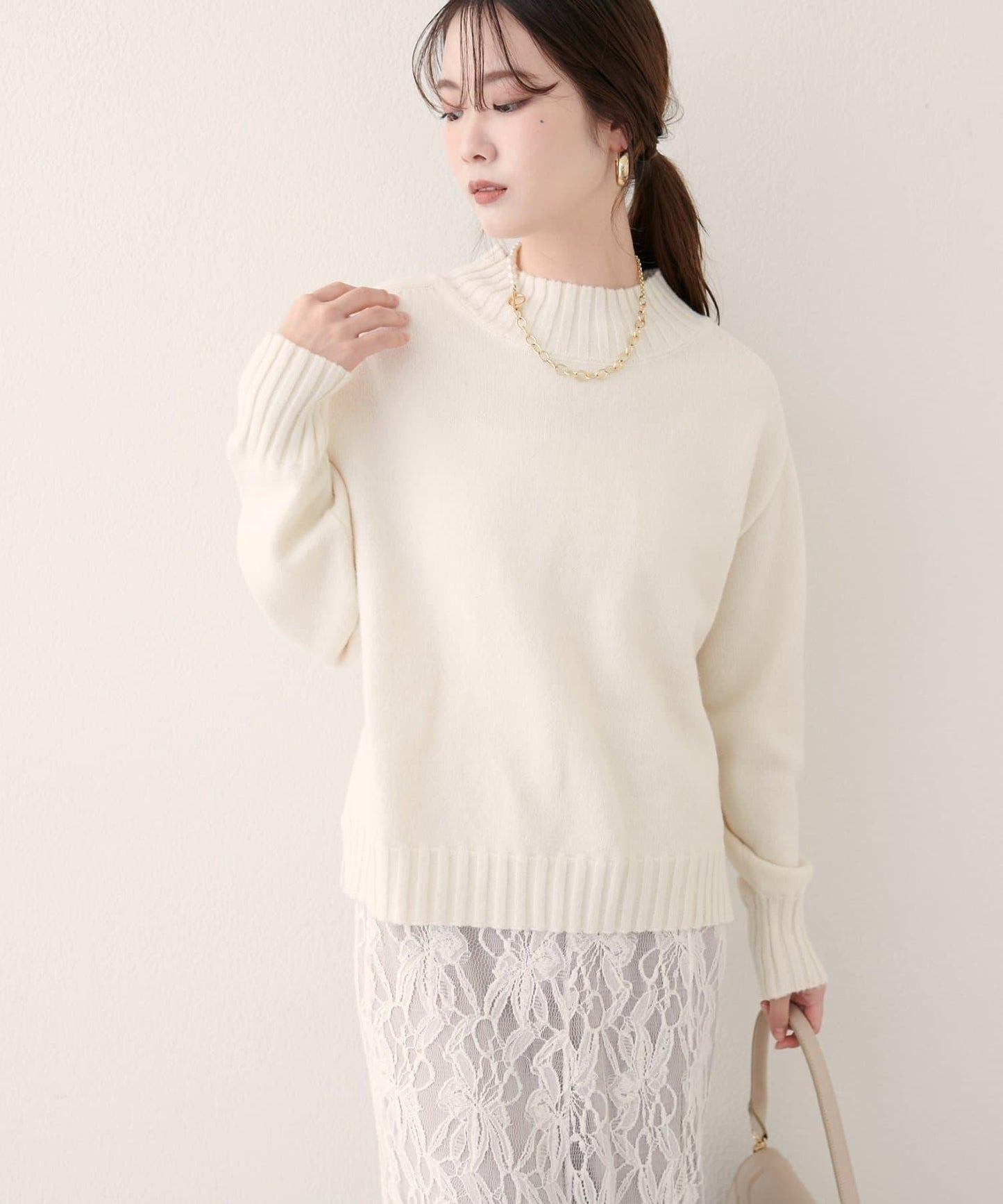 羊毛&再生聚酯短款針織套頭衫