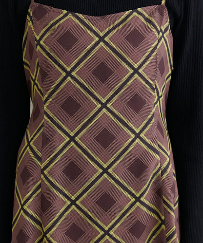 天鵝絨拼接吊帶連衣裙