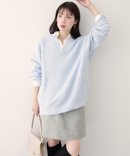 V領針織套頭衫