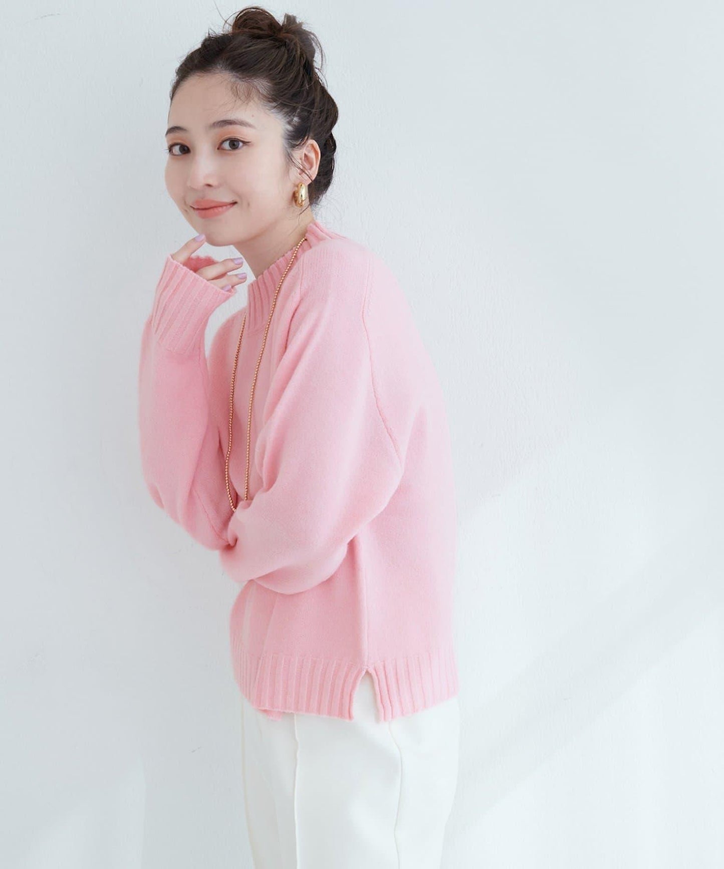 羊毛&再生聚酯短款針織套頭衫