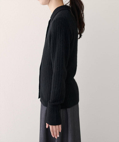 仿馬海毛翻領針織衫