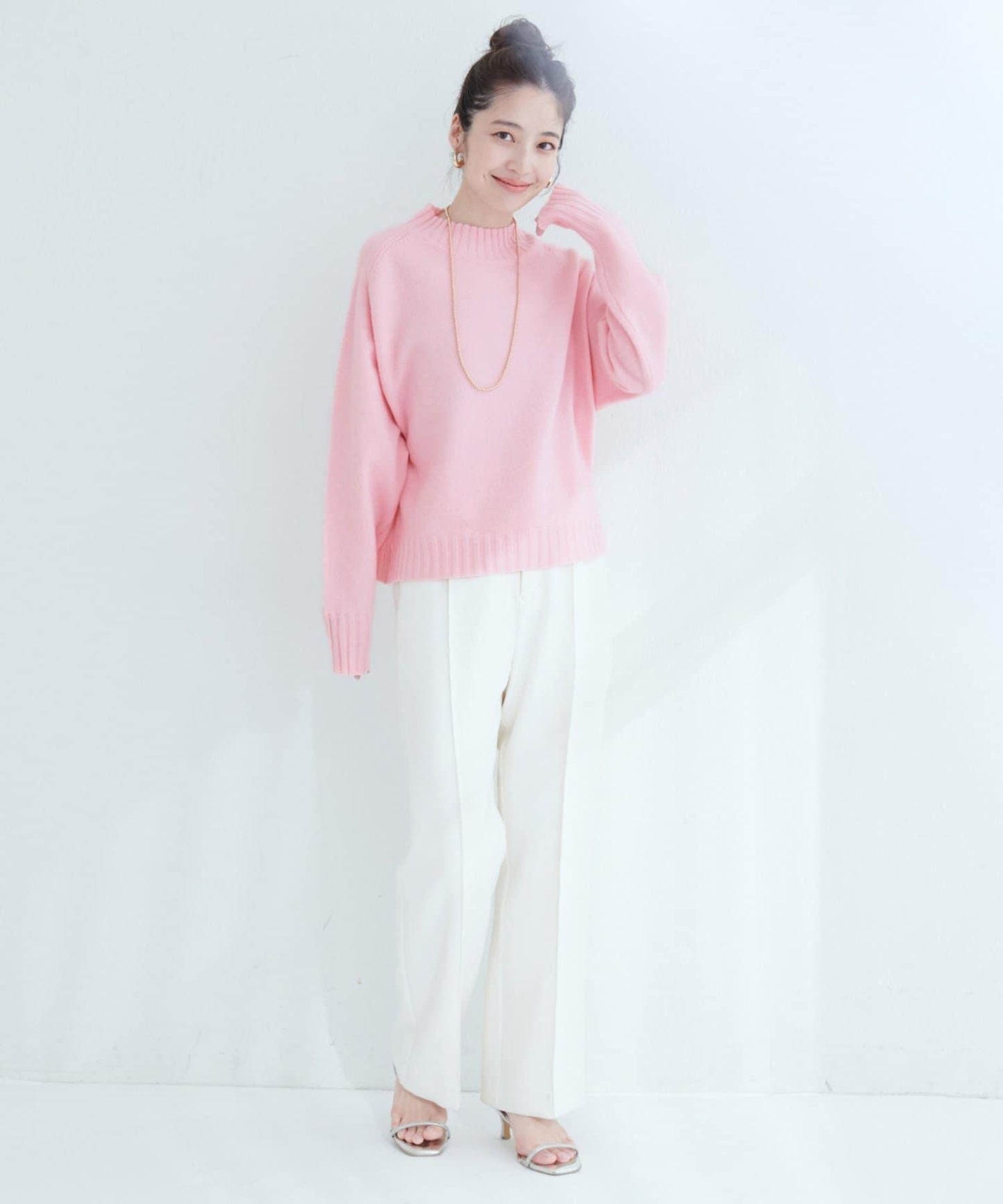 羊毛&再生聚酯短款針織套頭衫