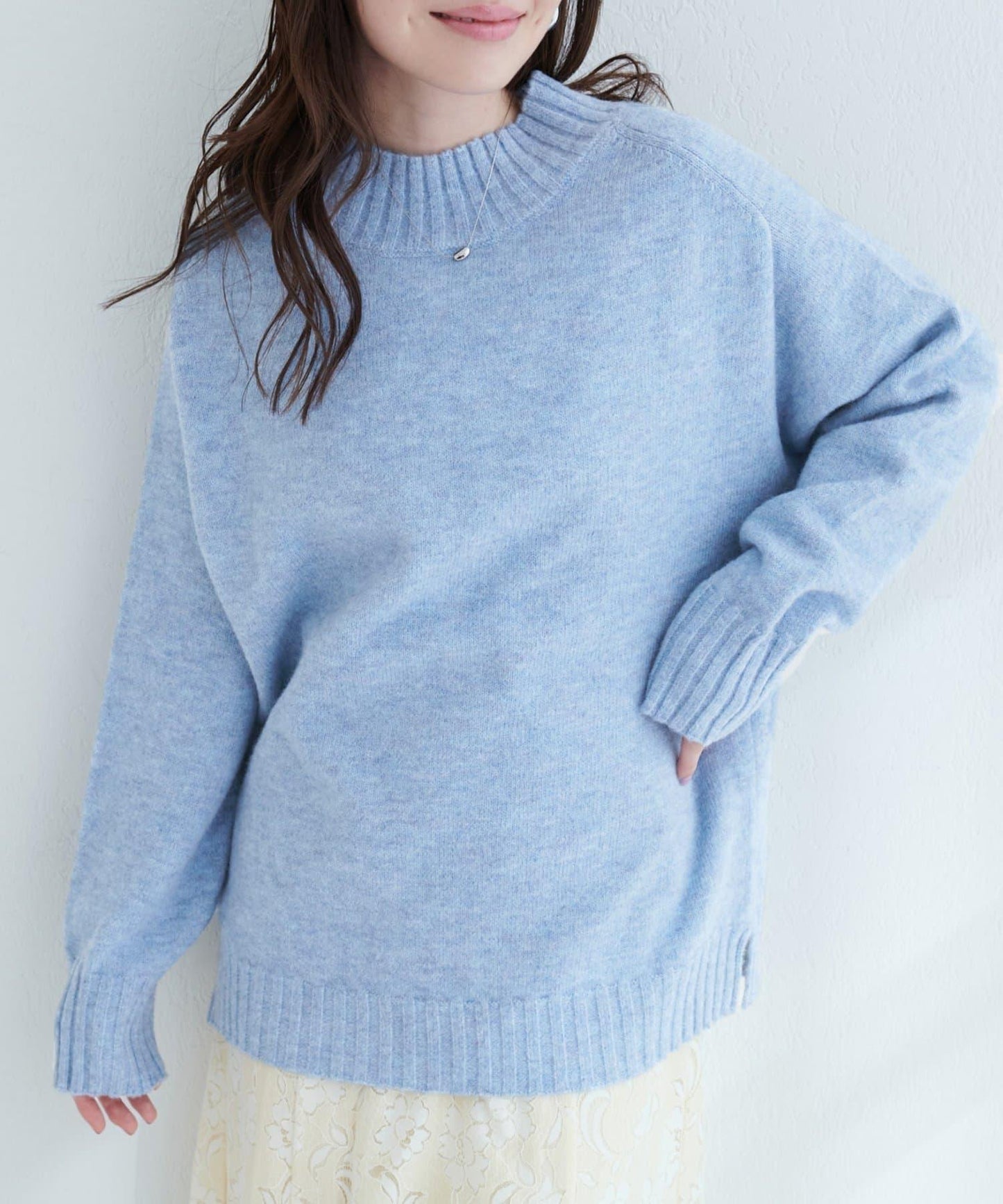 羊毛&再生聚酯混紡針織套頭衫