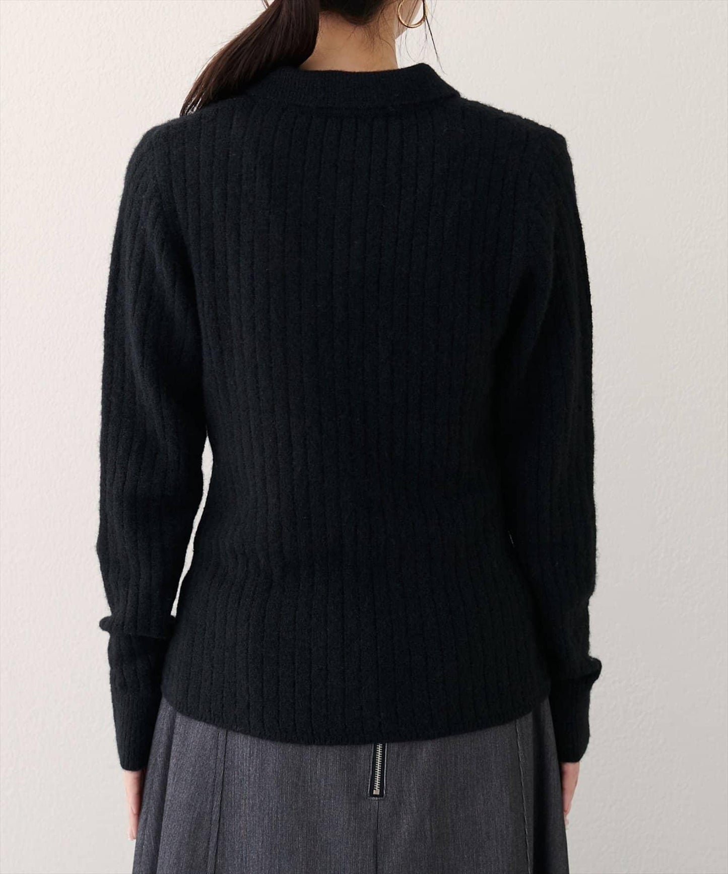 仿馬海毛翻領針織衫