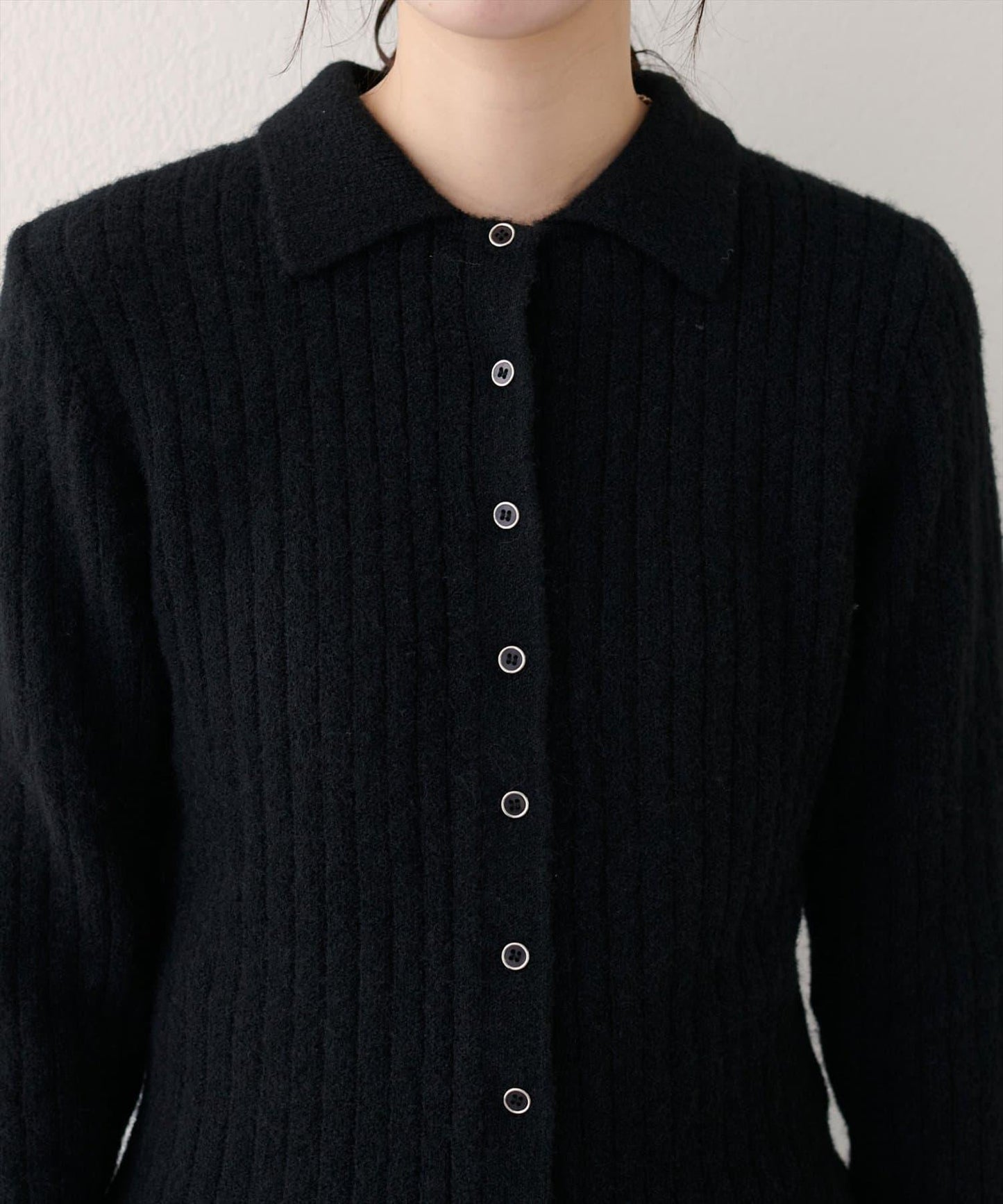 仿馬海毛翻領針織衫