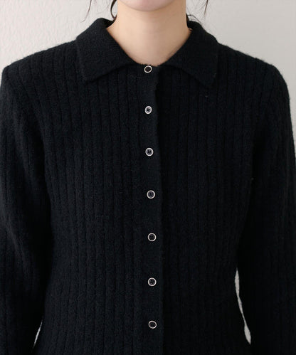 仿馬海毛翻領針織衫