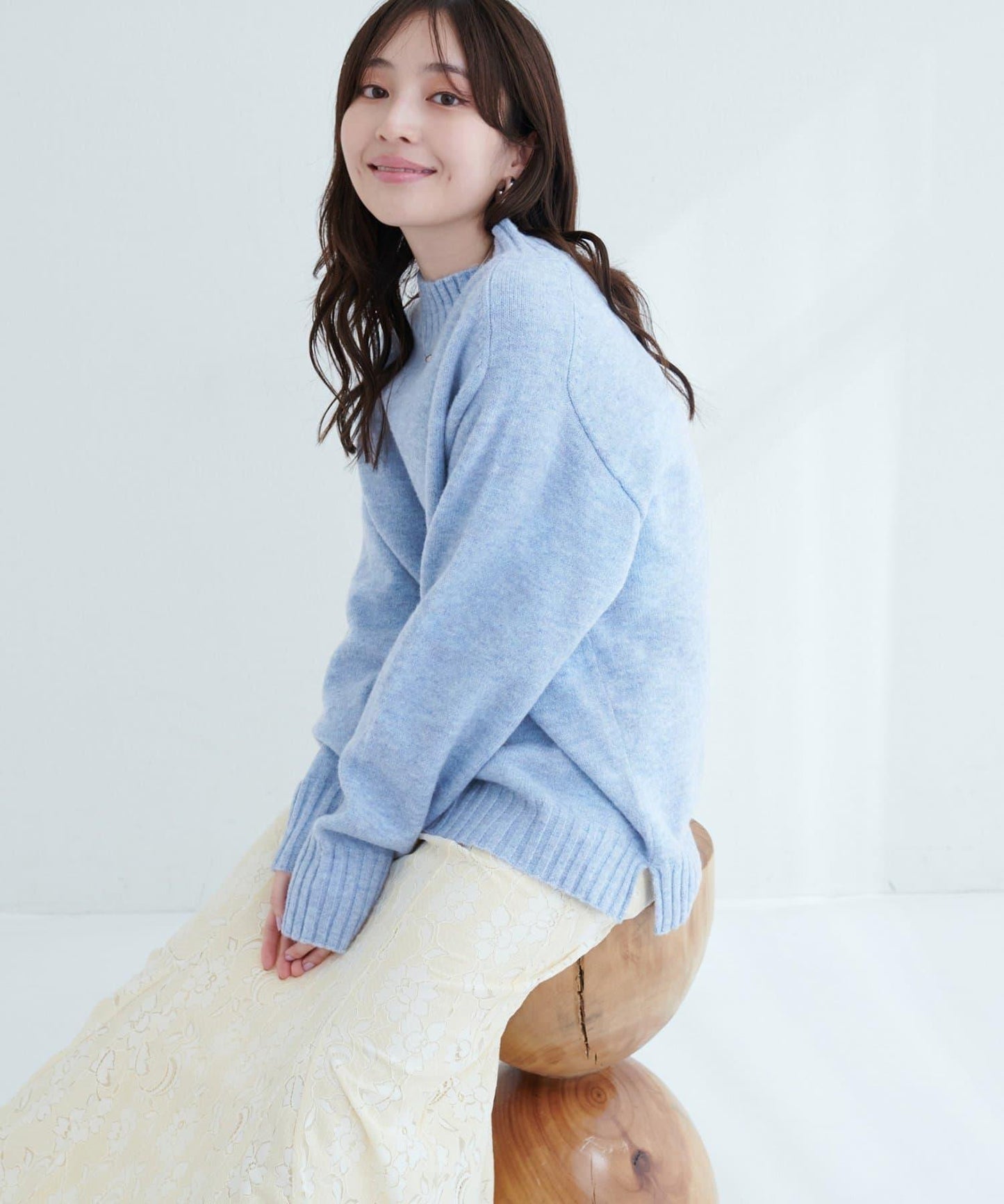 羊毛&再生聚酯混紡針織套頭衫