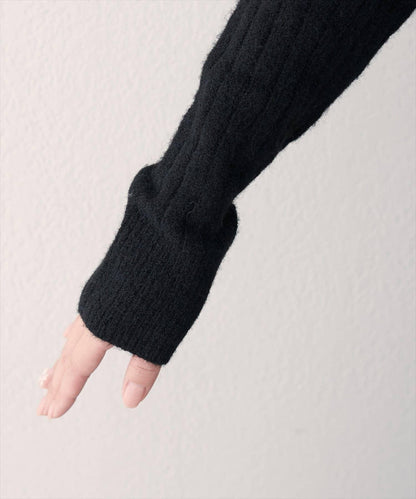 仿馬海毛翻領針織衫