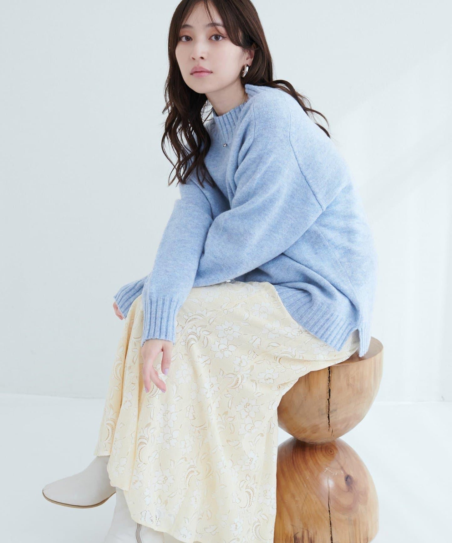 羊毛&再生聚酯混紡針織套頭衫