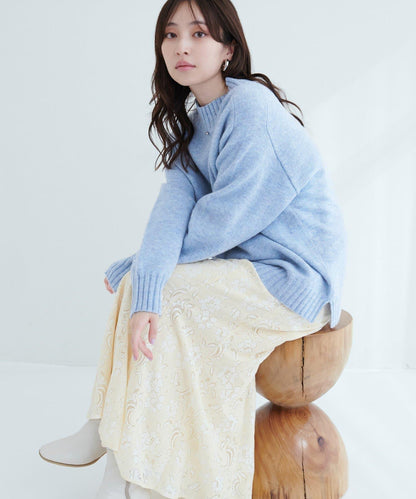 羊毛&再生聚酯混紡針織套頭衫