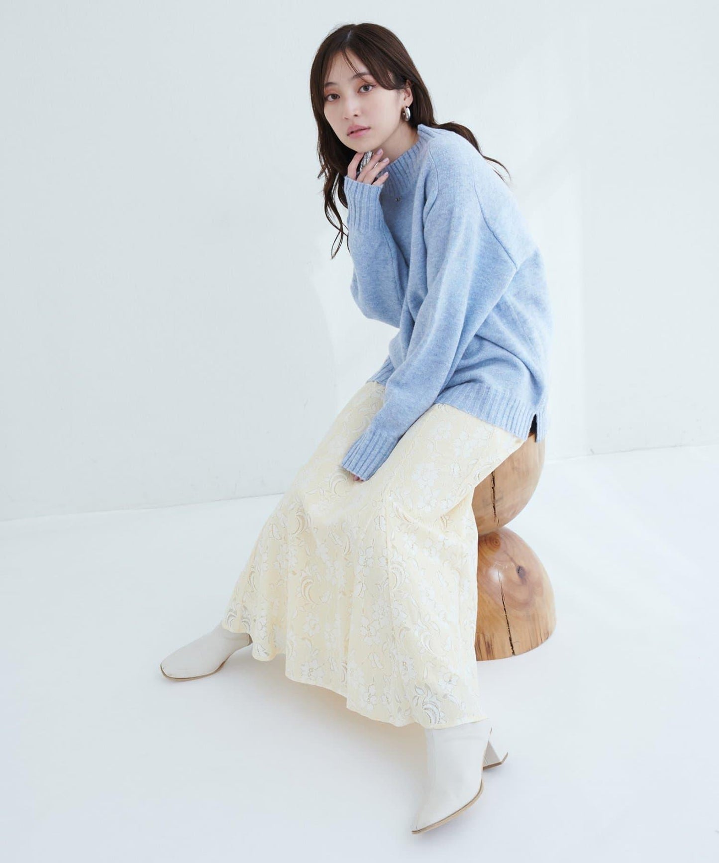 羊毛&再生聚酯混紡針織套頭衫