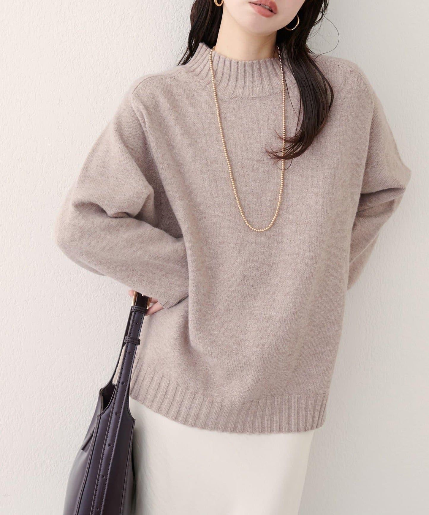 羊毛&再生聚酯混紡針織套頭衫