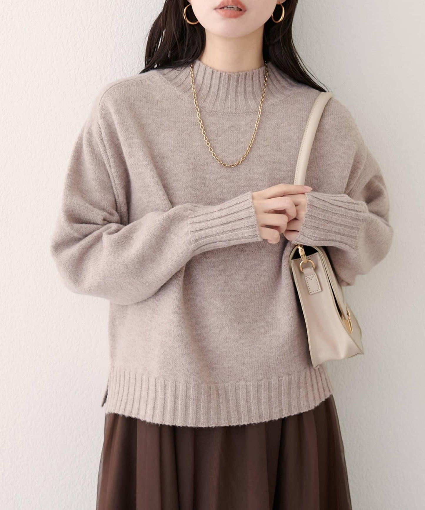 羊毛&再生聚酯短款針織套頭衫