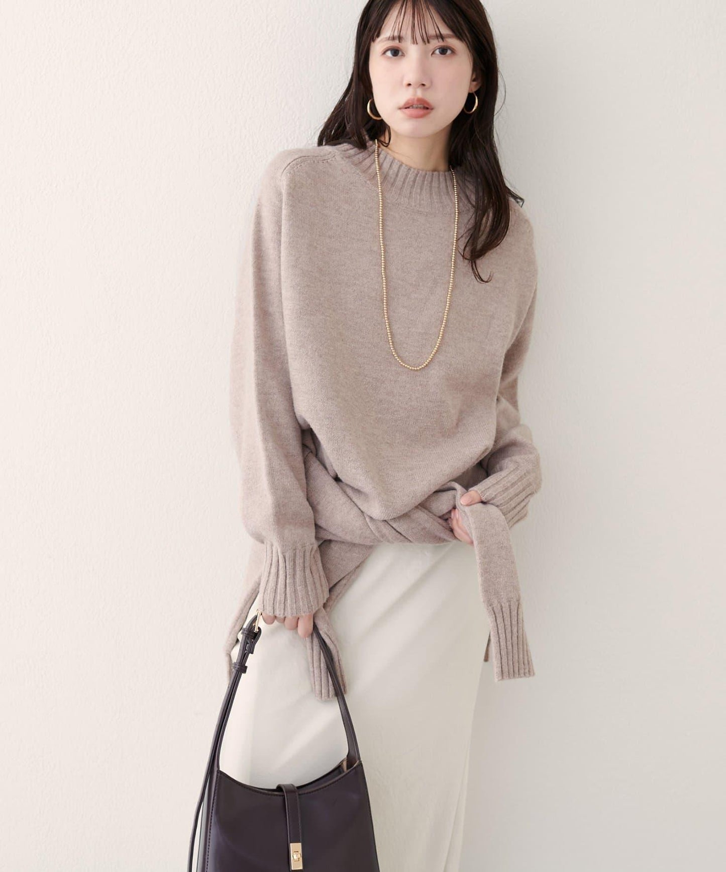 羊毛&再生聚酯混紡針織套頭衫