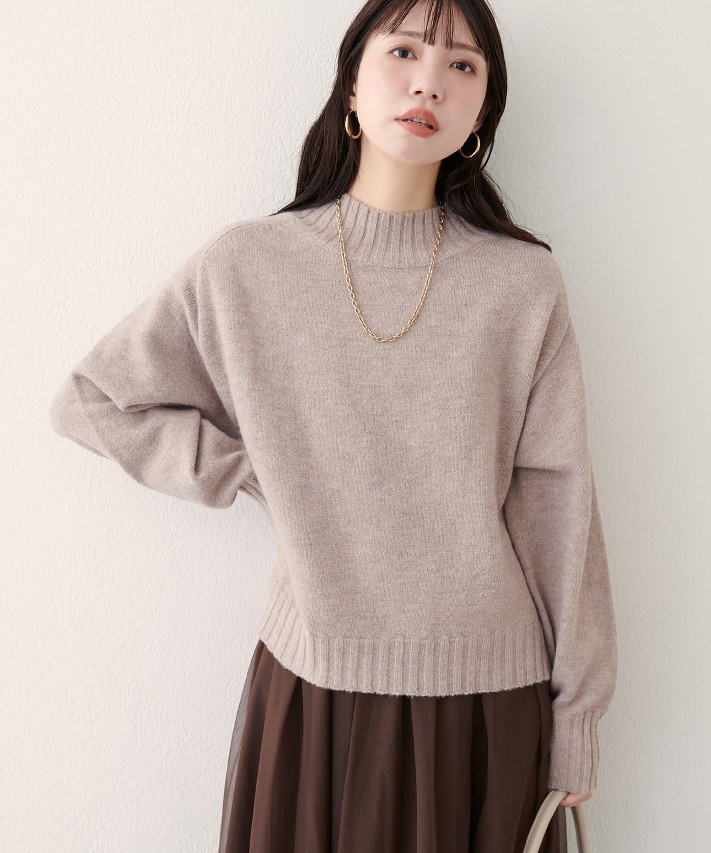 羊毛&再生聚酯短款針織套頭衫