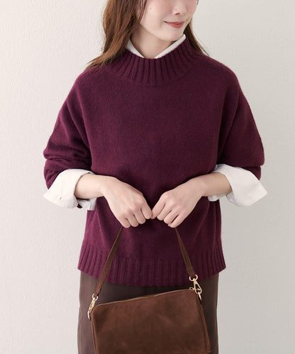 羊毛&再生聚酯短款針織套頭衫