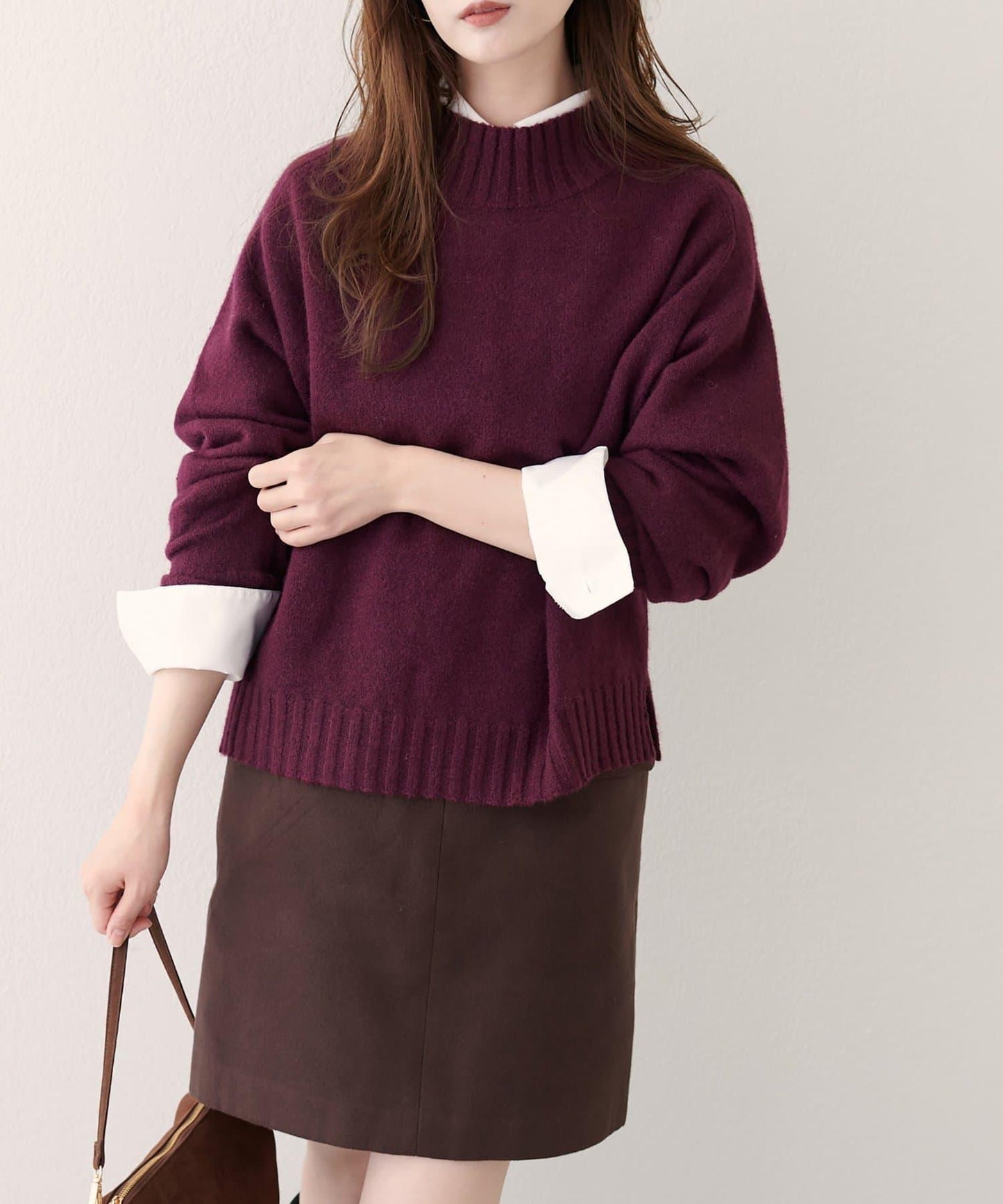 羊毛&再生聚酯短款針織套頭衫