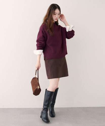 羊毛&再生聚酯短款針織套頭衫