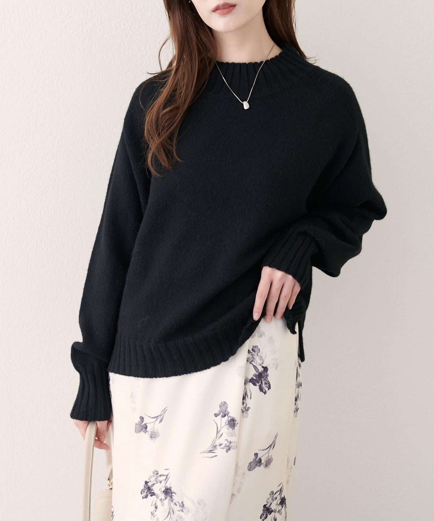 羊毛&再生聚酯短款針織套頭衫