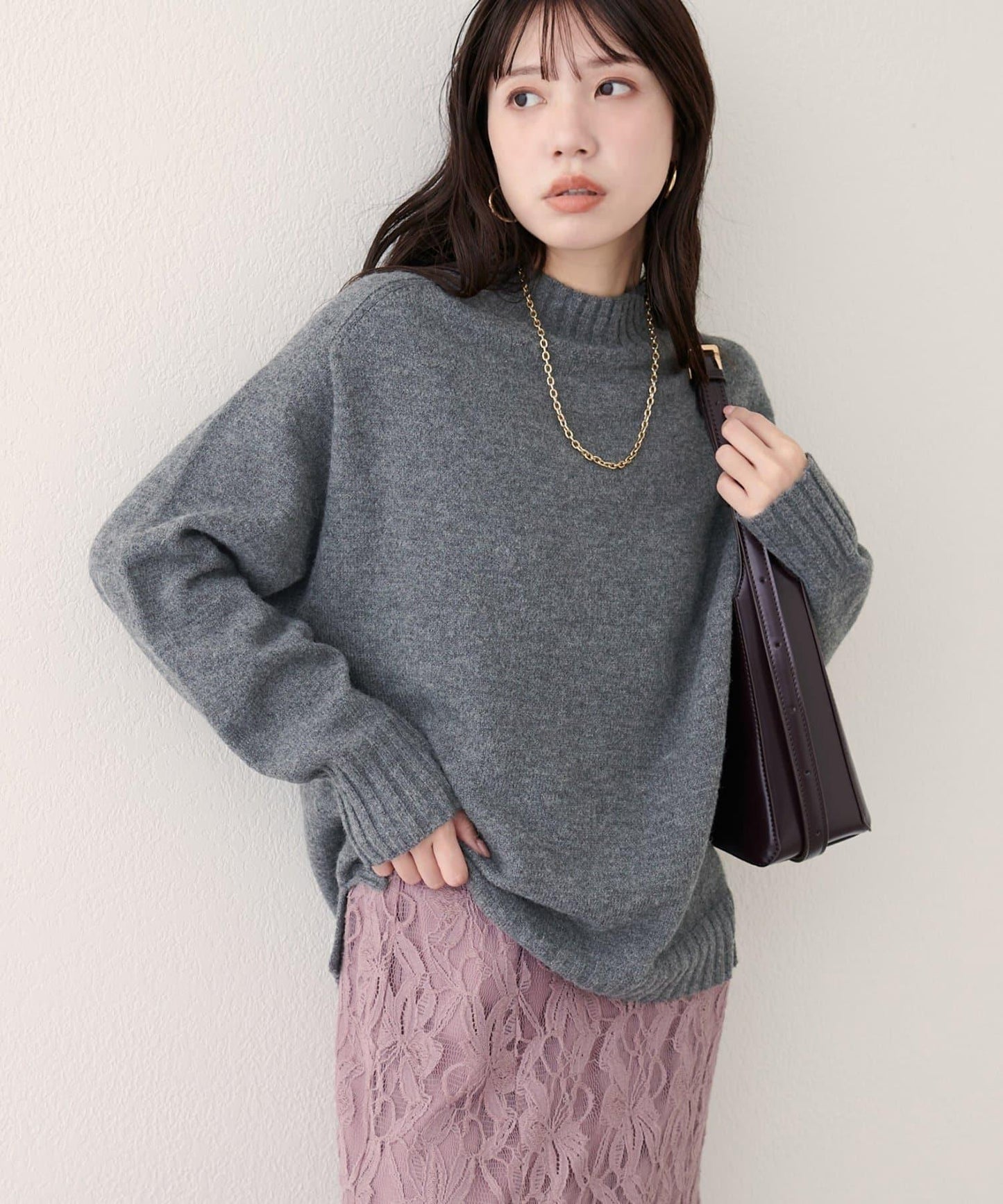 羊毛&再生聚酯混紡針織套頭衫