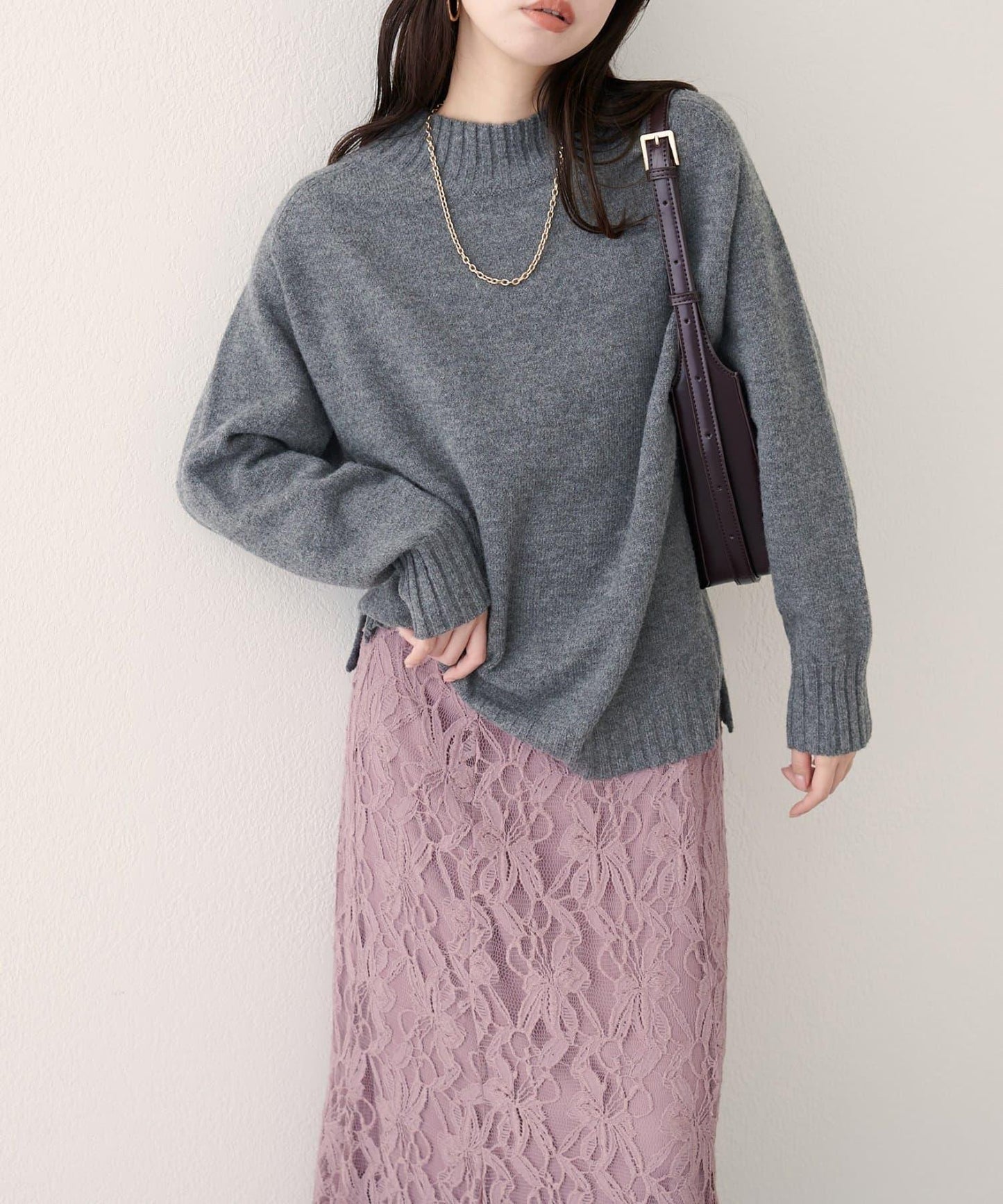 羊毛&再生聚酯混紡針織套頭衫