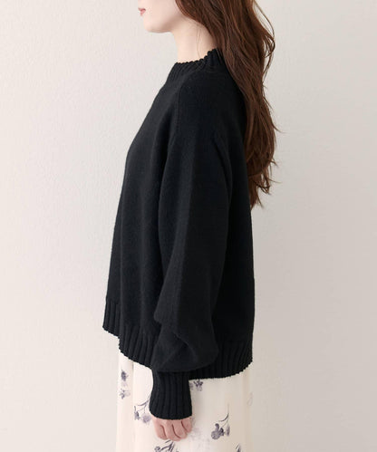 羊毛&再生聚酯短款針織套頭衫