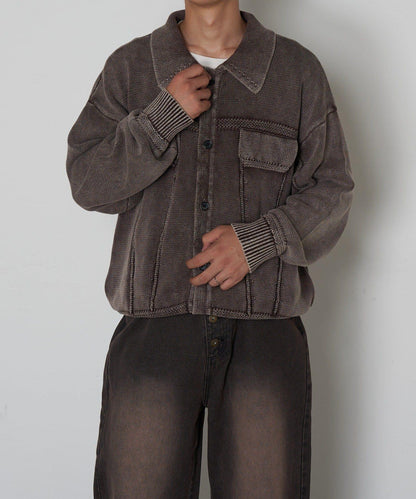 復古風針織夾克