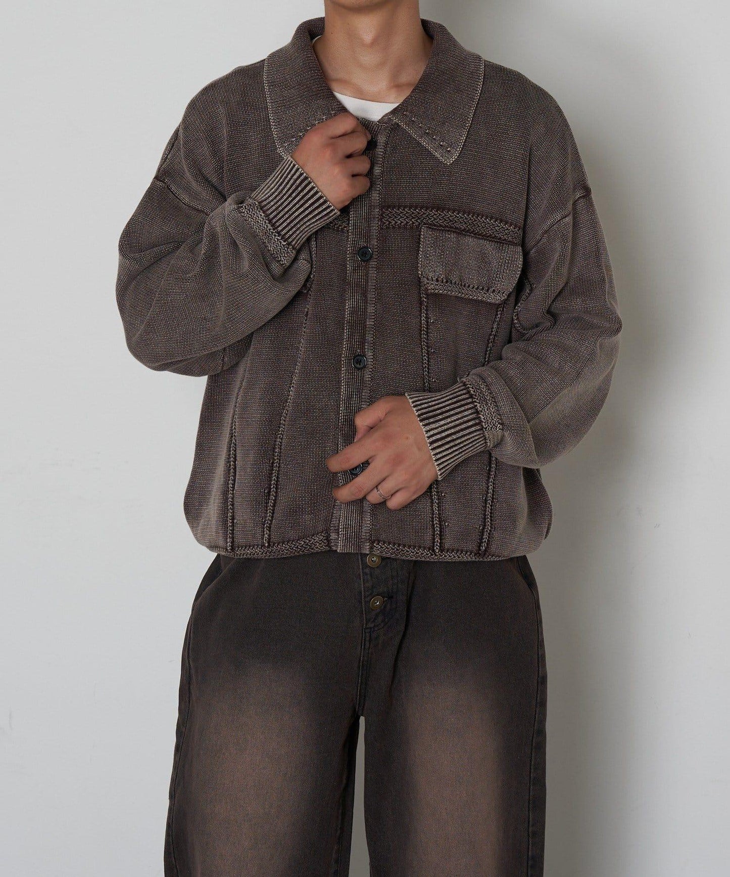 復古風針織夾克