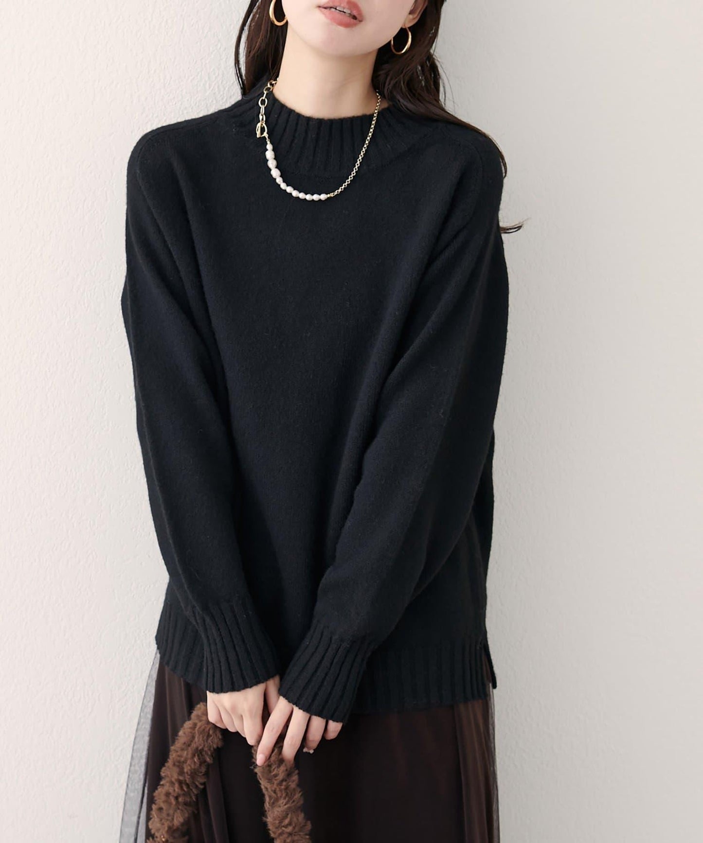 羊毛&再生聚酯混紡針織套頭衫