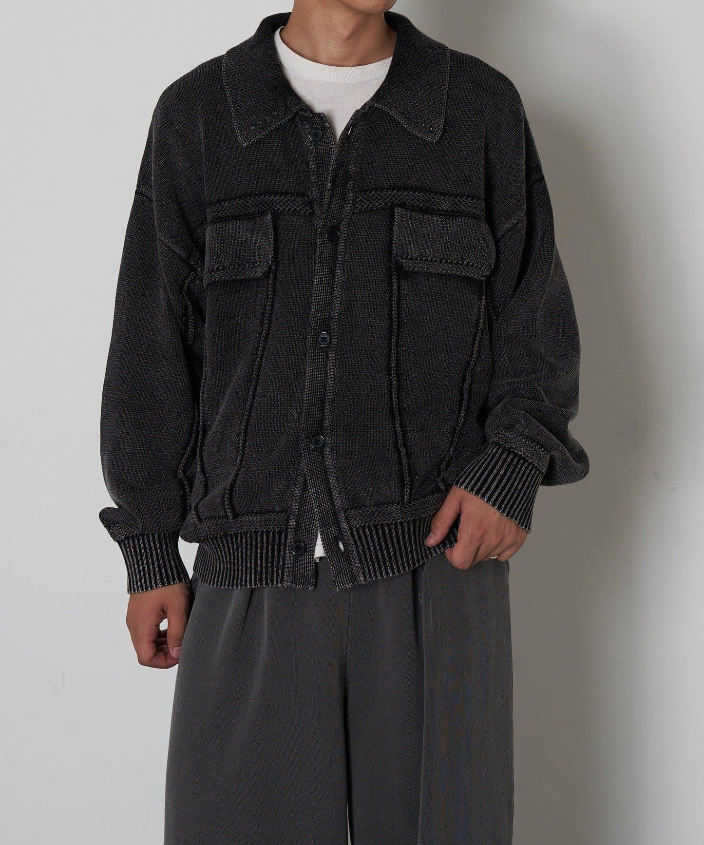 復古風針織夾克