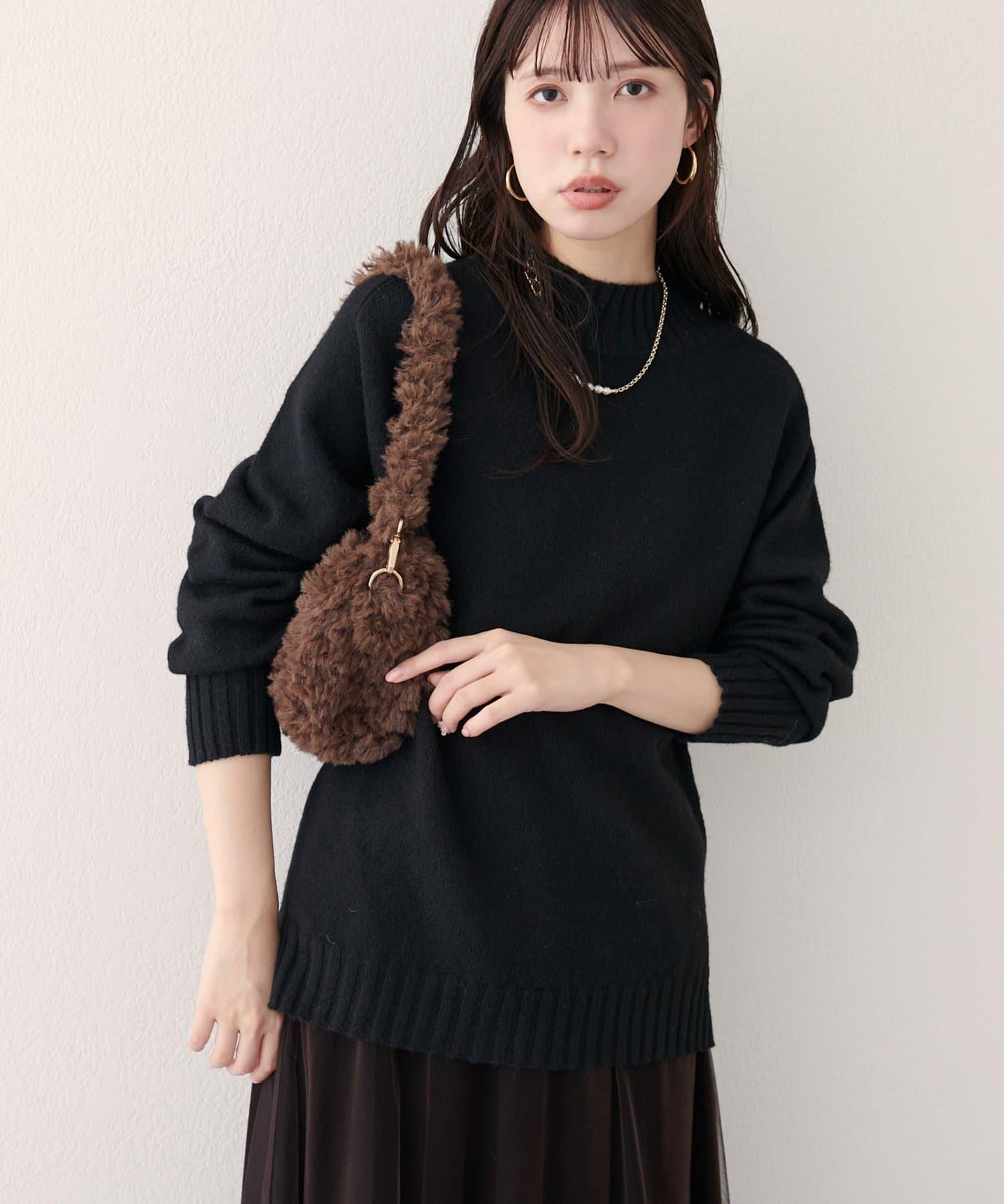 羊毛&再生聚酯混紡針織套頭衫