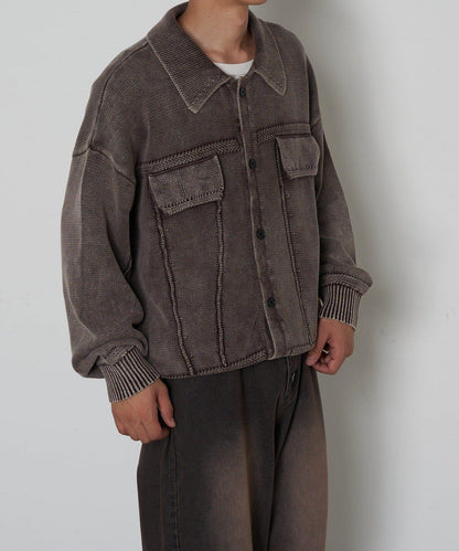 復古風針織夾克