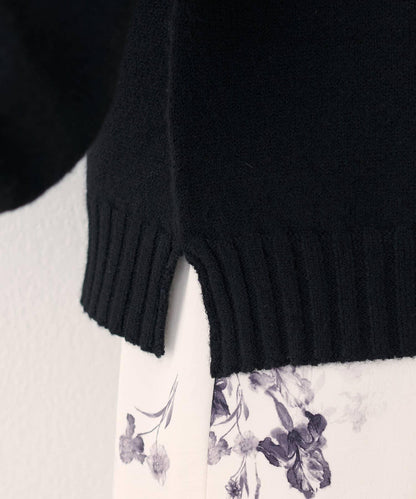 羊毛&再生聚酯短款針織套頭衫